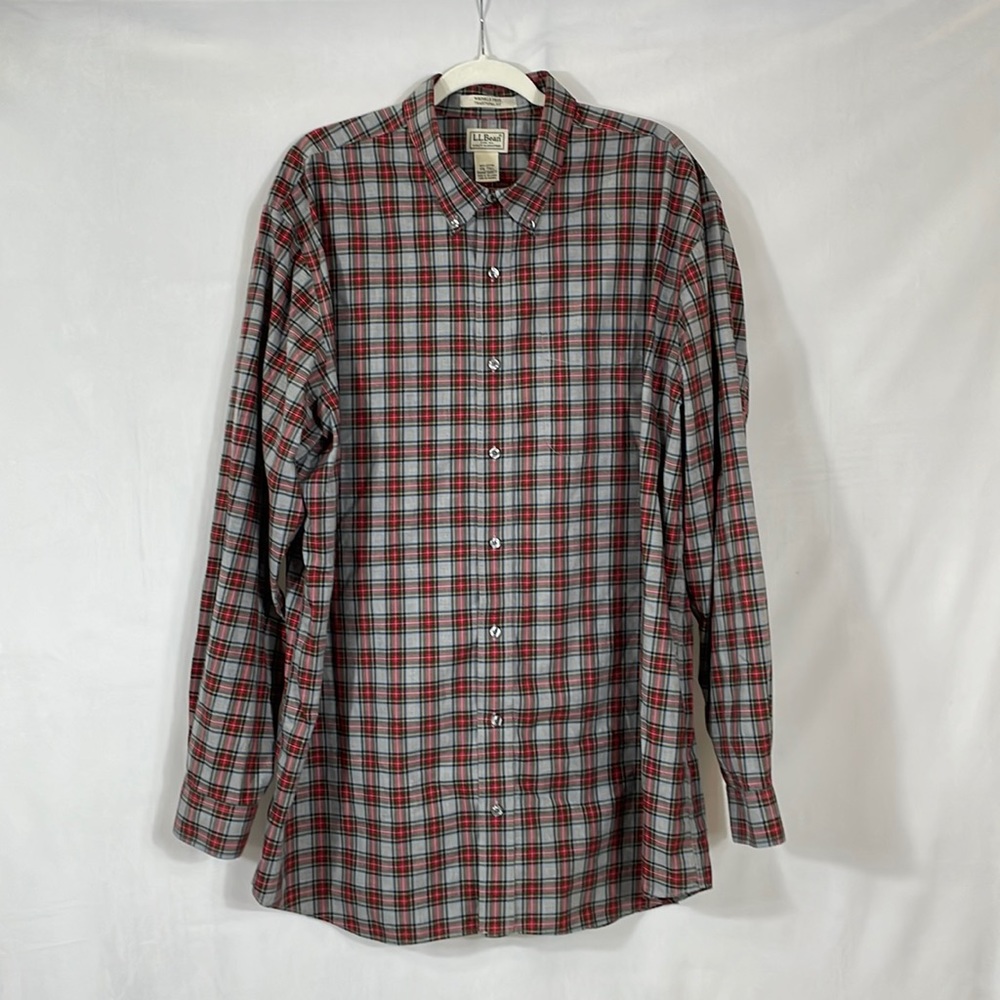 L.L. Bean Button-down Plaid Shirt XXL Tall NWOT Gray Watch Plaid